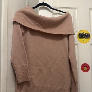 Off-Shoulder Pink Women's Sweater